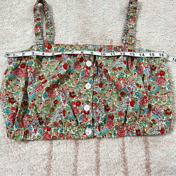 Roller Rabbit Multicolor Floral Crop Tank Top 70's Style Summer Size Medium Boho - Picture 6 of 9